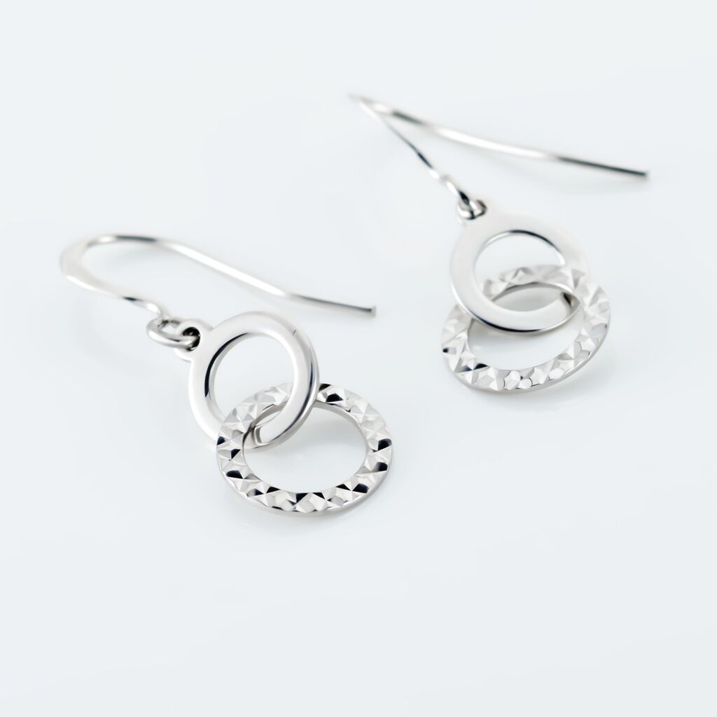Boucles D'oreilles Pendantes Argent Blanc