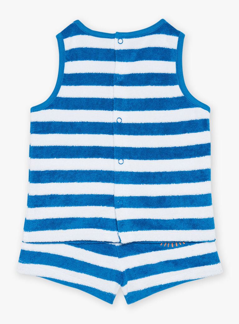 Débardeur et short bleu à imprimé à rayures