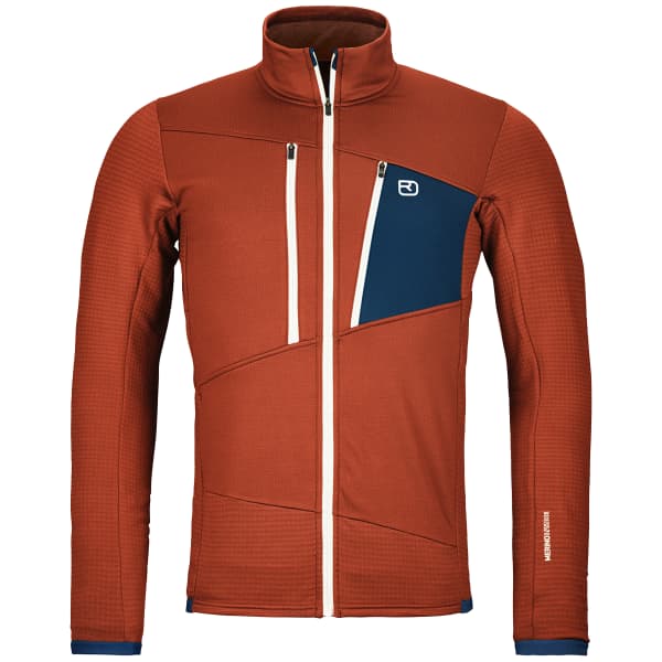 Veste polaire ski rando ORTOVOX FLEECE GRID JACKET CLAY ORANGE