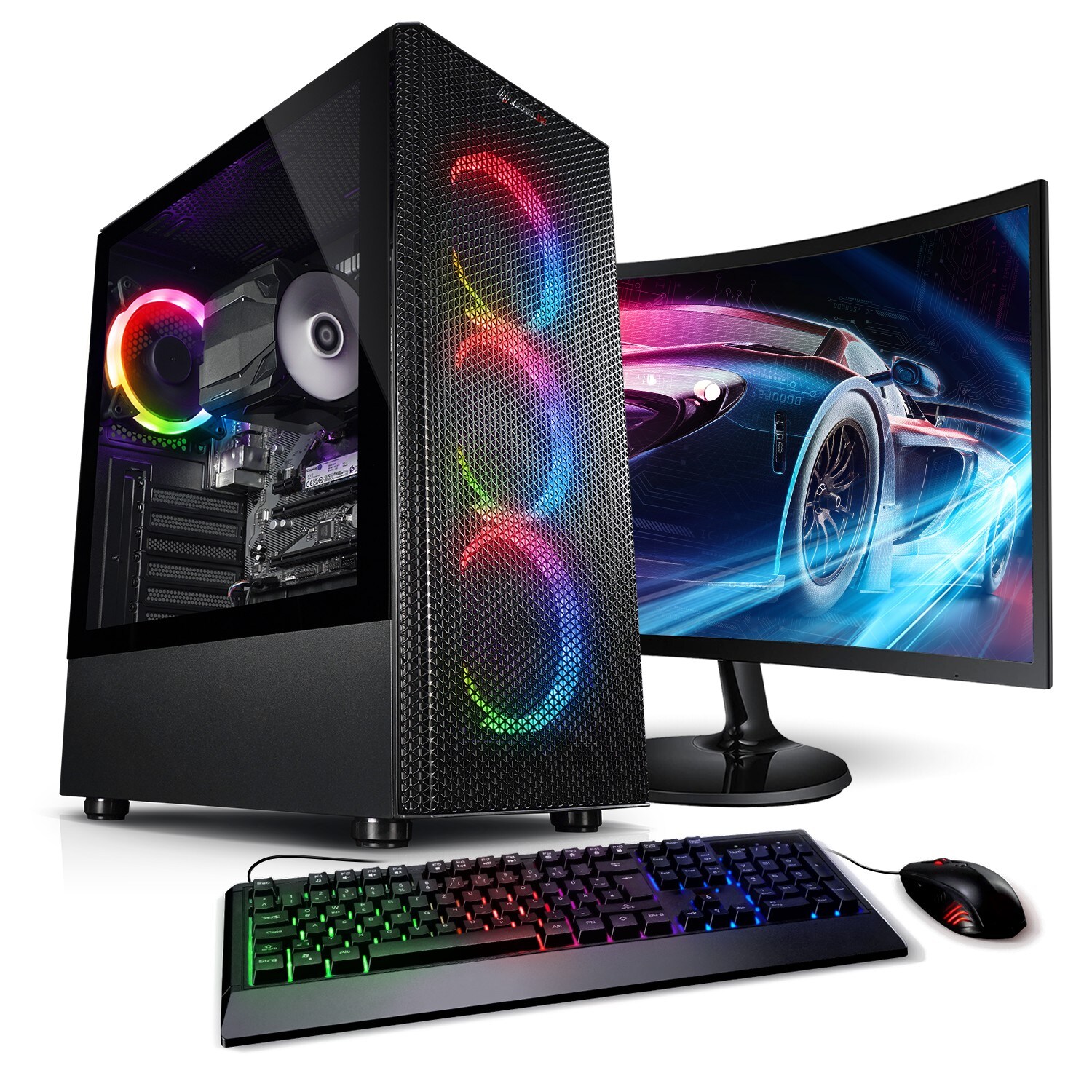 PC Set Gaming mit 24 Zoll TFT Viper V AMD Ryzen 5 5600G, 32GB DDR4, AMD Vega Grafik, 2TB SSD, WLAN, Windows 11