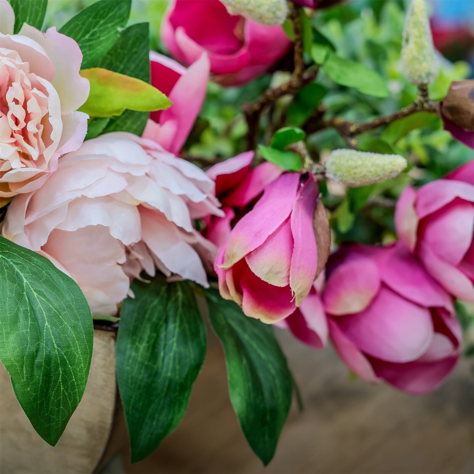 HTI-Living Kunstblume Magnolienstrauß Flora