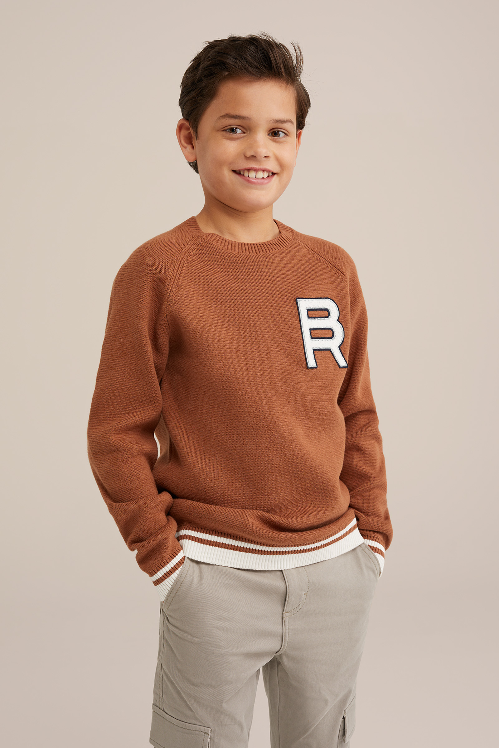 Jongens trui met embroidery logo Blue Ridge Bruin
