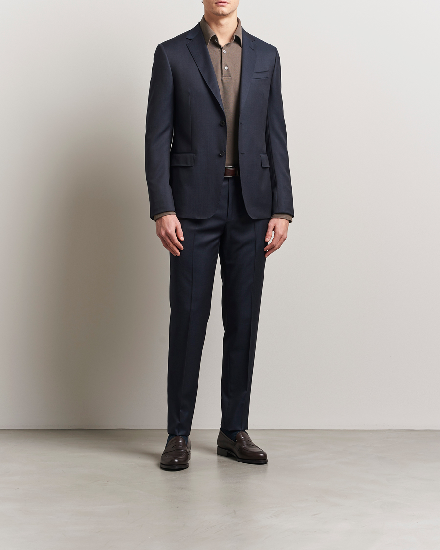 Zegna Tailored Wool Suit Navy