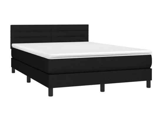 Sommier tapissier avec matelas et LED Noir 140x190 cm Tissu