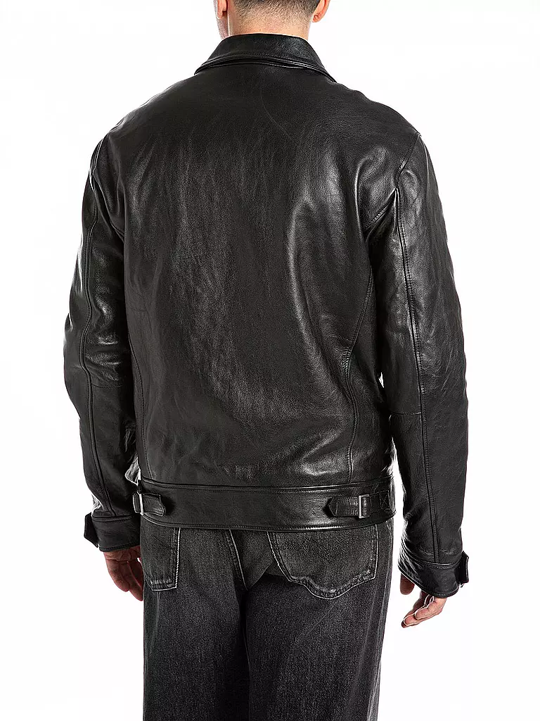 REPLAY Lederjacke schwarz