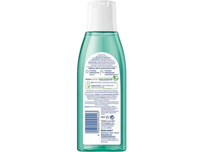 NIVEA Gesichtswasser Derma Skin Clear 200 ml Gesichtswasser bringt zu Unreinheiten neigende Haut wieder ins Gleichgewicht