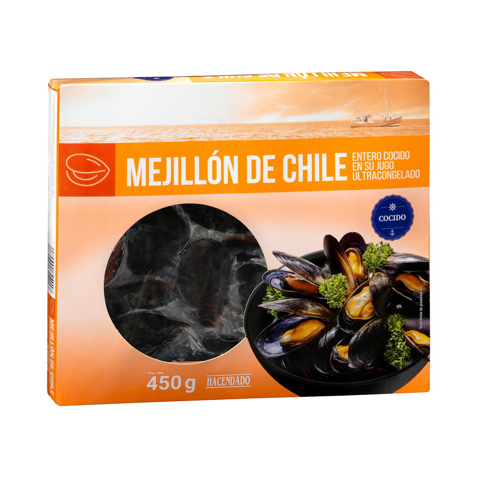 Moules chiliennes entières cuites Hacendado, ultra-congelées