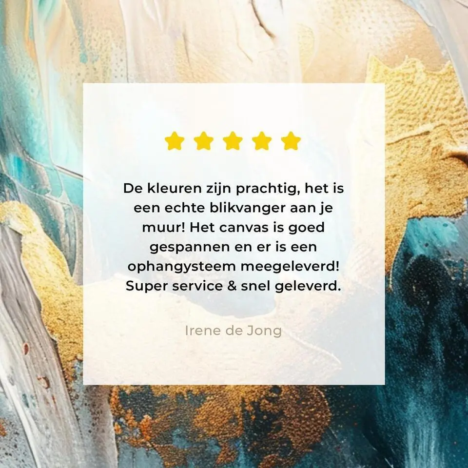 MuchoWow Canvas Schilderij 90x60cm Abstract Kunst Gold Blauw