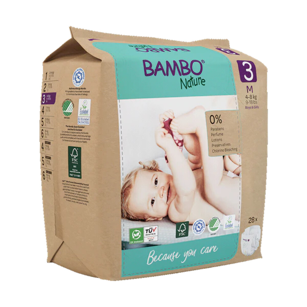 Bambo Nature Luiers Maat 3 (4-8 kg)28 stuks