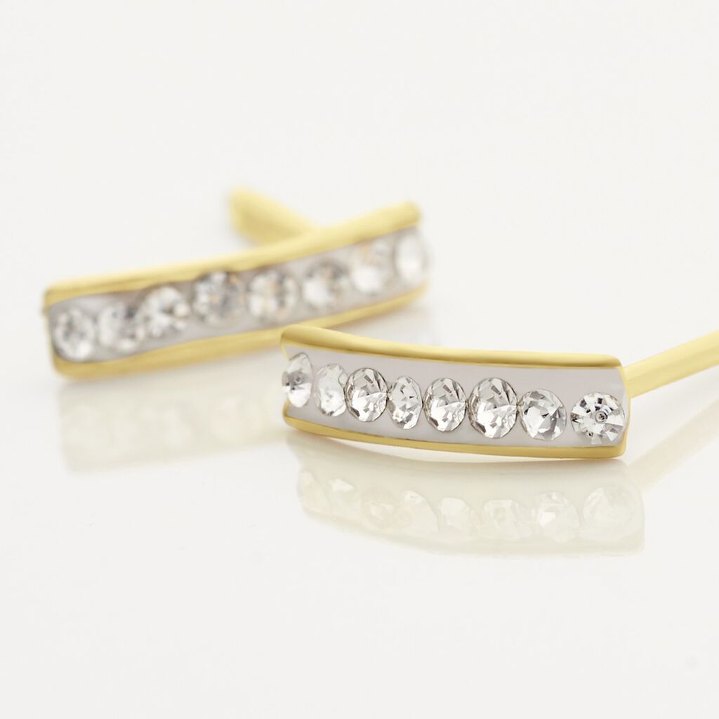 Boucles D'oreilles Puces Youssa Barrettes Or Jaune Strass