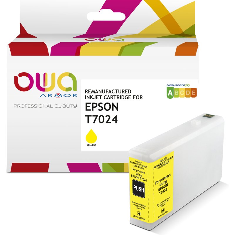 Cartouche d'encre remanufacturée OWA - standard - Jaune - pour EPSON T7024