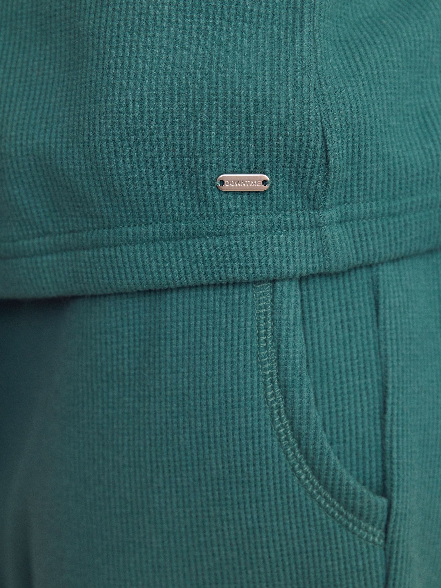 Blauwgroen - Gezellige pyjama met wafeldessin en lange mouwen