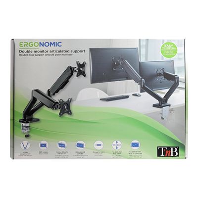 T'nB - kit de montage - Bras porte-écran double - noir