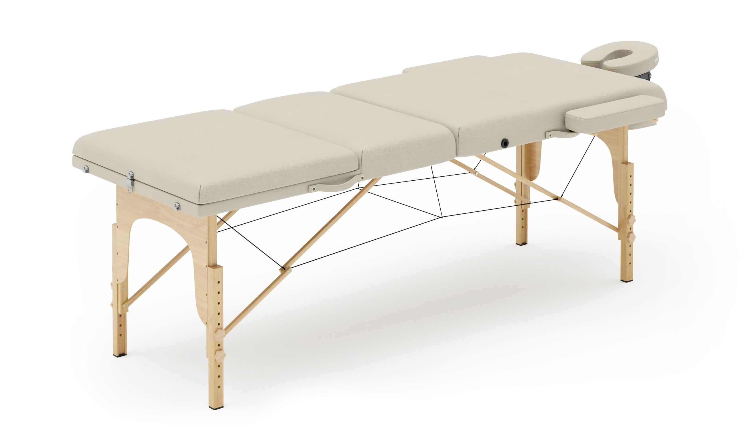 Massageliege 3-Zonen mit Lagerungsrollen beige