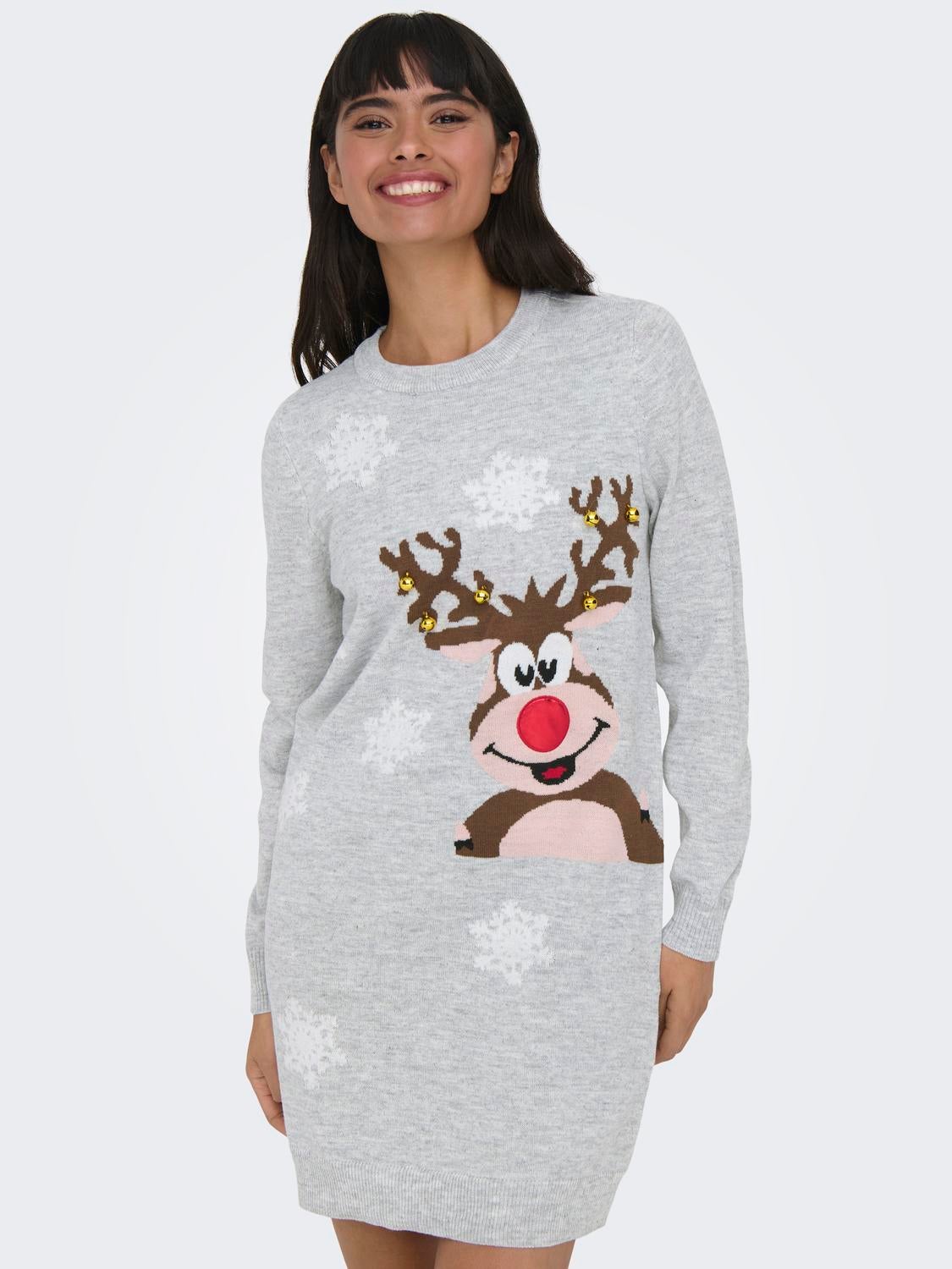 ONLXMAS Midikleid Light Grey Melange