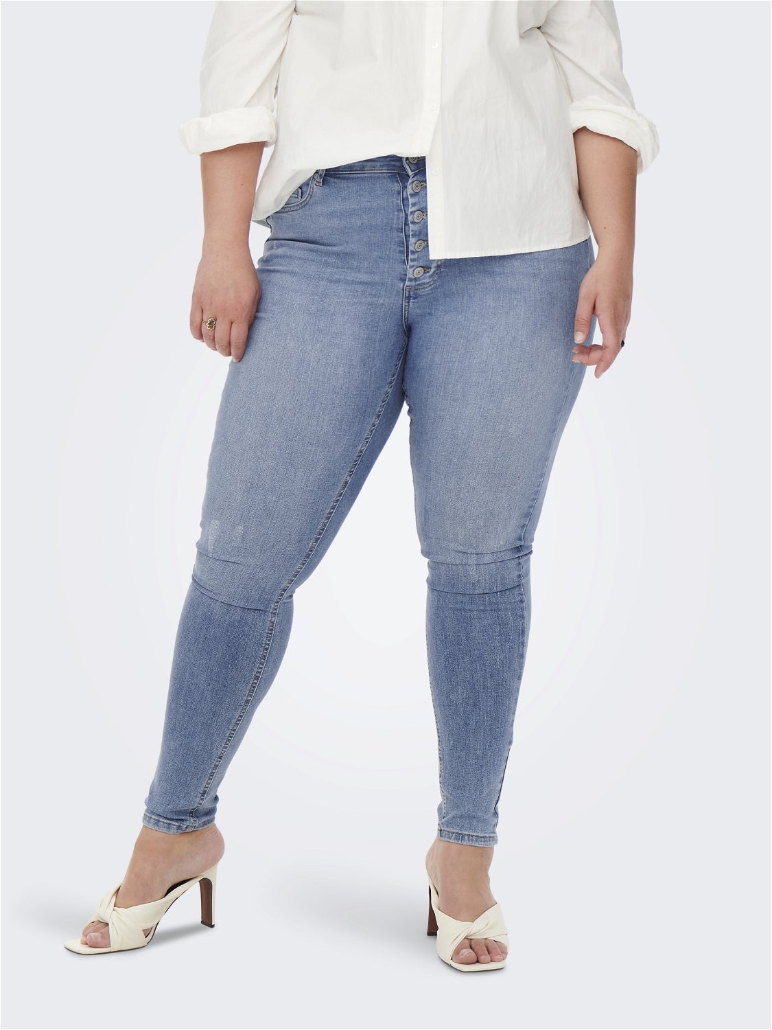 CARWILLY Hohe Taille Skinny Fit Jeans Light Blue Denim