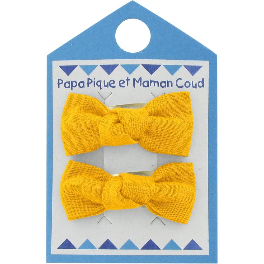 Barrettes Clic-Clac Petits Noeuds Jaune Ocre