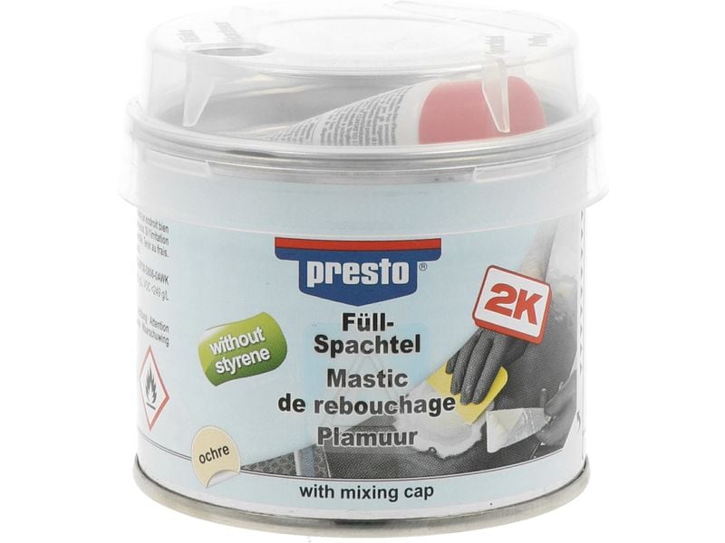 Presto Füllspachtel Styrolfrei, 250 g Ein zweikomponentiger Polyester-Füll- und Ziehspachtel