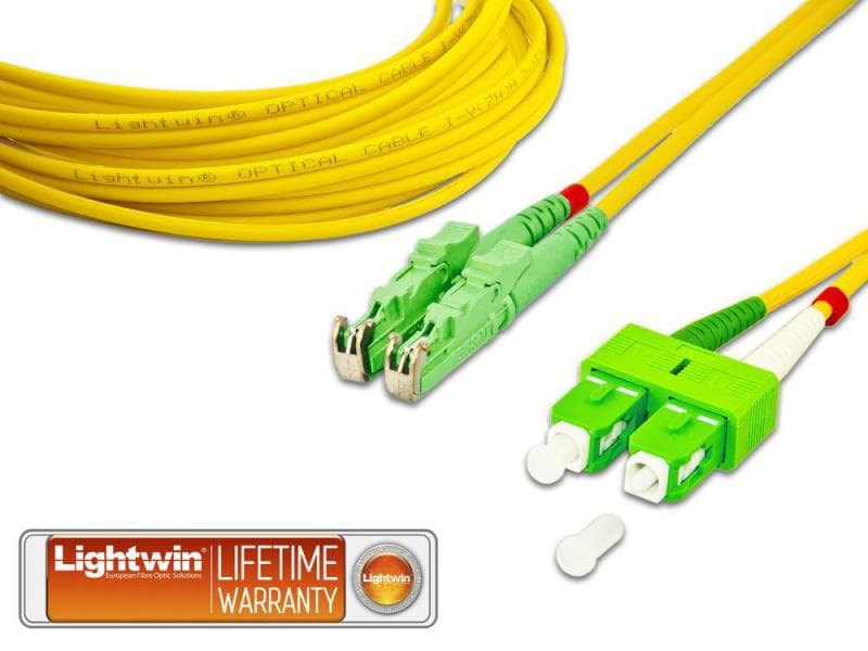 Lightwin LWL-Patchkabel SM E2000/APC – SC/APC, OS2, Duplex, Singlemode E2000/APC-SC/APC Duplex OS2 15 m