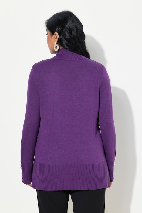 Pullover, Woll-Seidenmischung, Stehkragen, Zierperlen