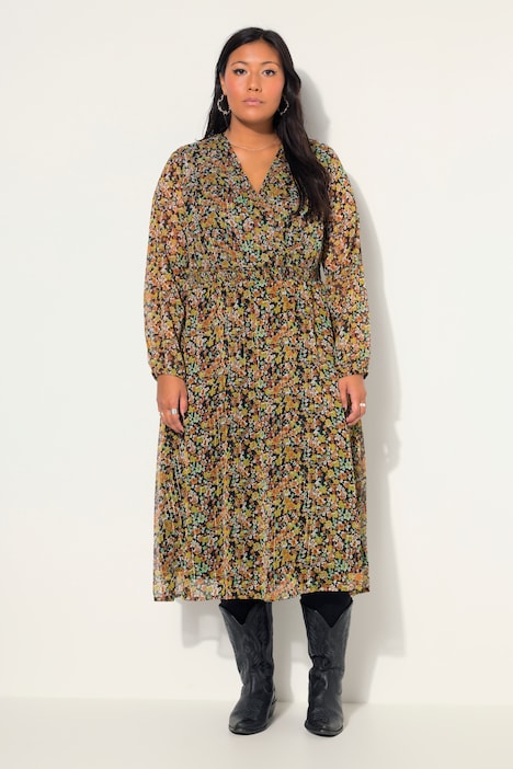 Midikleid, Flower-Minimal, A-Line, elastische Taille