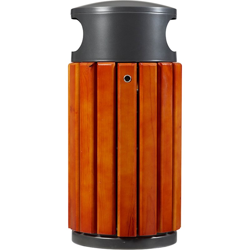 Corbeille Zeno 40 litres Rossignol ronde extérieur bois