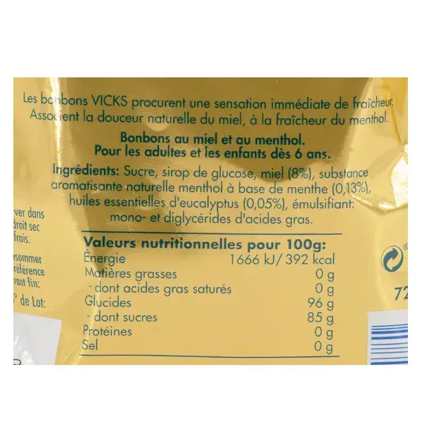 Balas de Mel Vicks 72g
