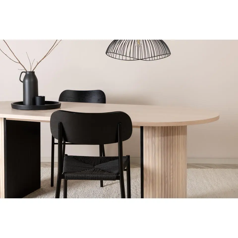 Eettafel Ovaal Beige 200cm - Fineer - Scandinavisch