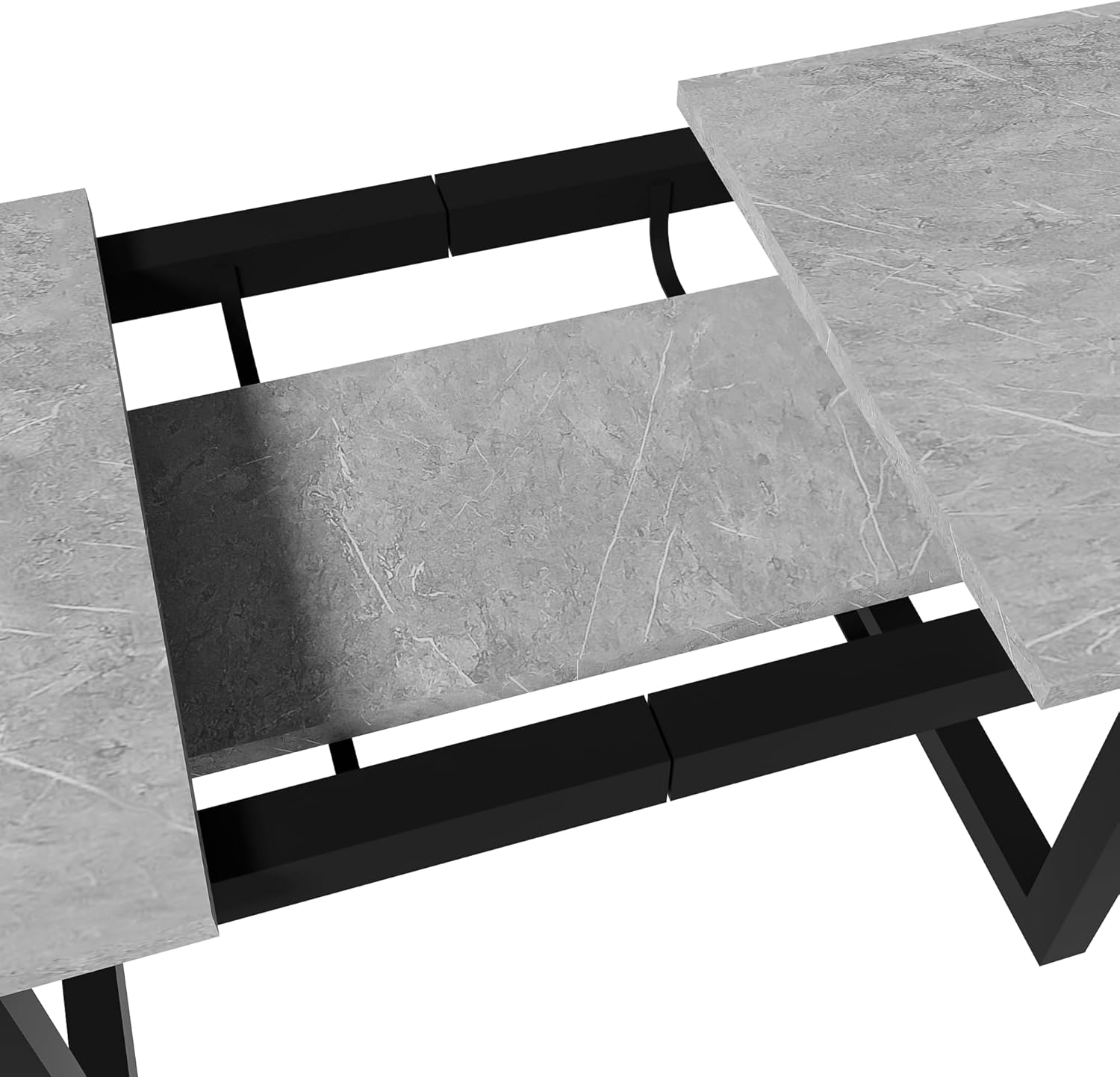 Merax Esstisch 140/180x80x75 cm, Ausziehbar Esszimmertisch mit Tischbeine aus Metall, Rechteckiger Küchentisch für Wohnzimmer und Esszimmer, Grau