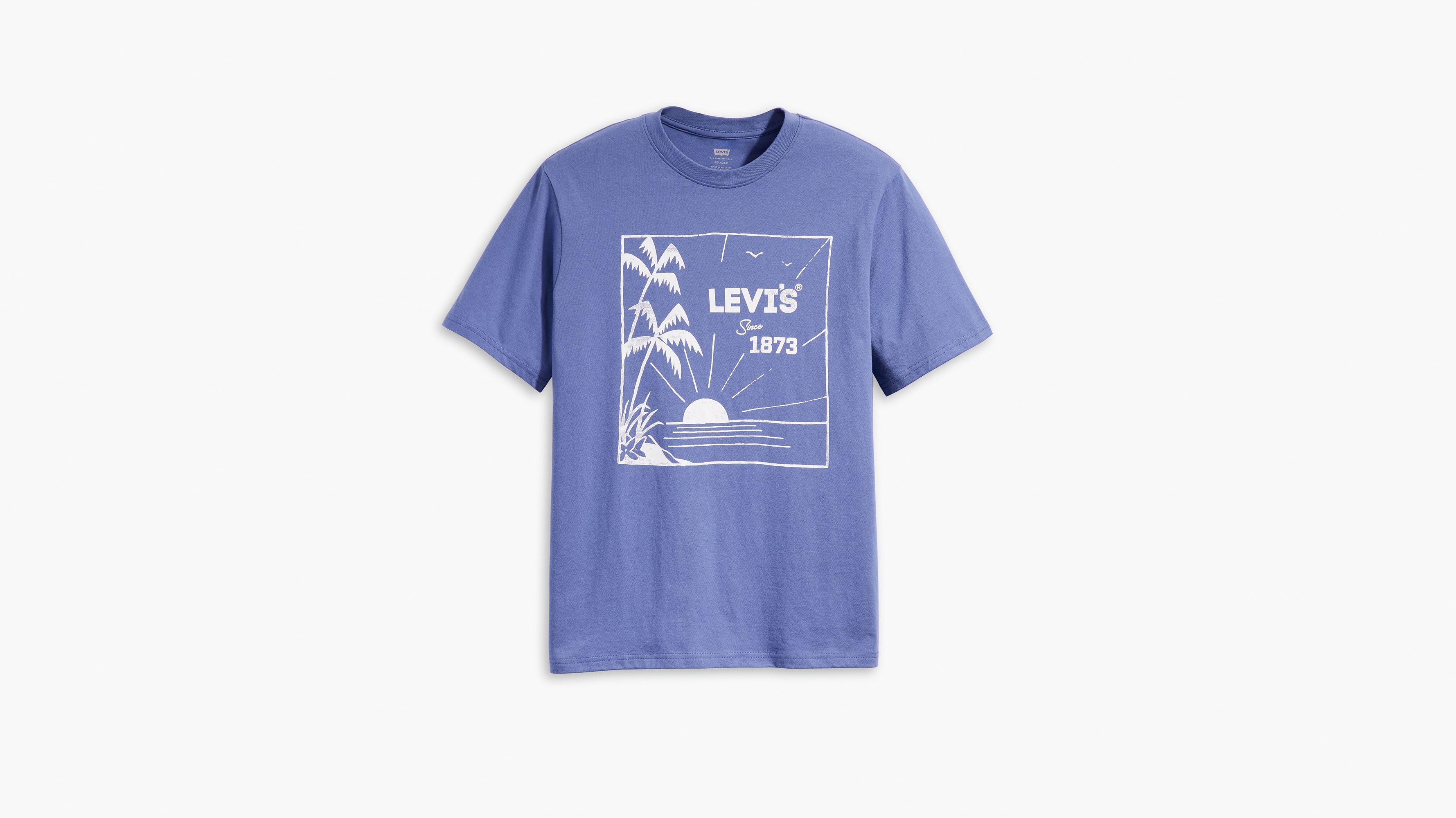 T-shirt graphique Relaxed - Levis Palm Woodblock Coastal Fjord - Bleu