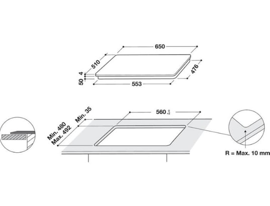 WHIRLPOOL - Plaque induction WL B4265 BFIXL 6ème Sens 4 Feux FlexiCook