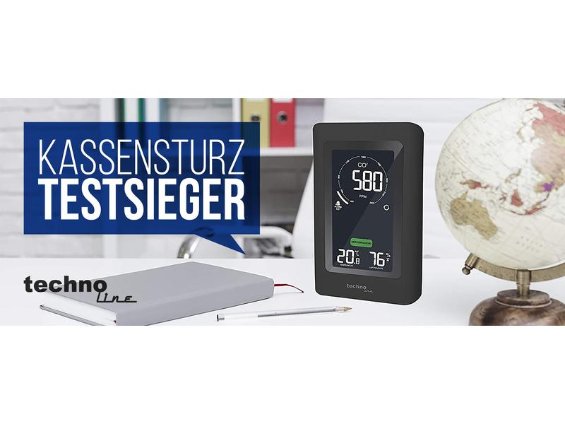 Technoline CO2 Luftgütemonitor WL 1030 Luftgütesensor und CO2-Messgerät zur Überwachung der Raumluftqualität