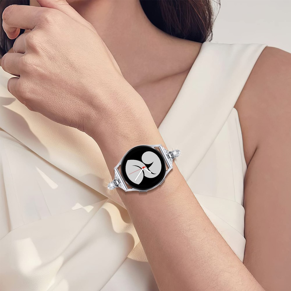 Samsung Galaxy Watch 4 Classic (46mm) Strassstein Armreif Edelstahl Schmuckarmband (Gelenkumfang: 160-220mm) - Silber