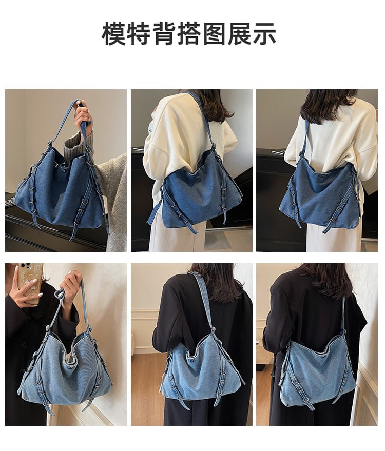 Hikuozy - Effen denim tas