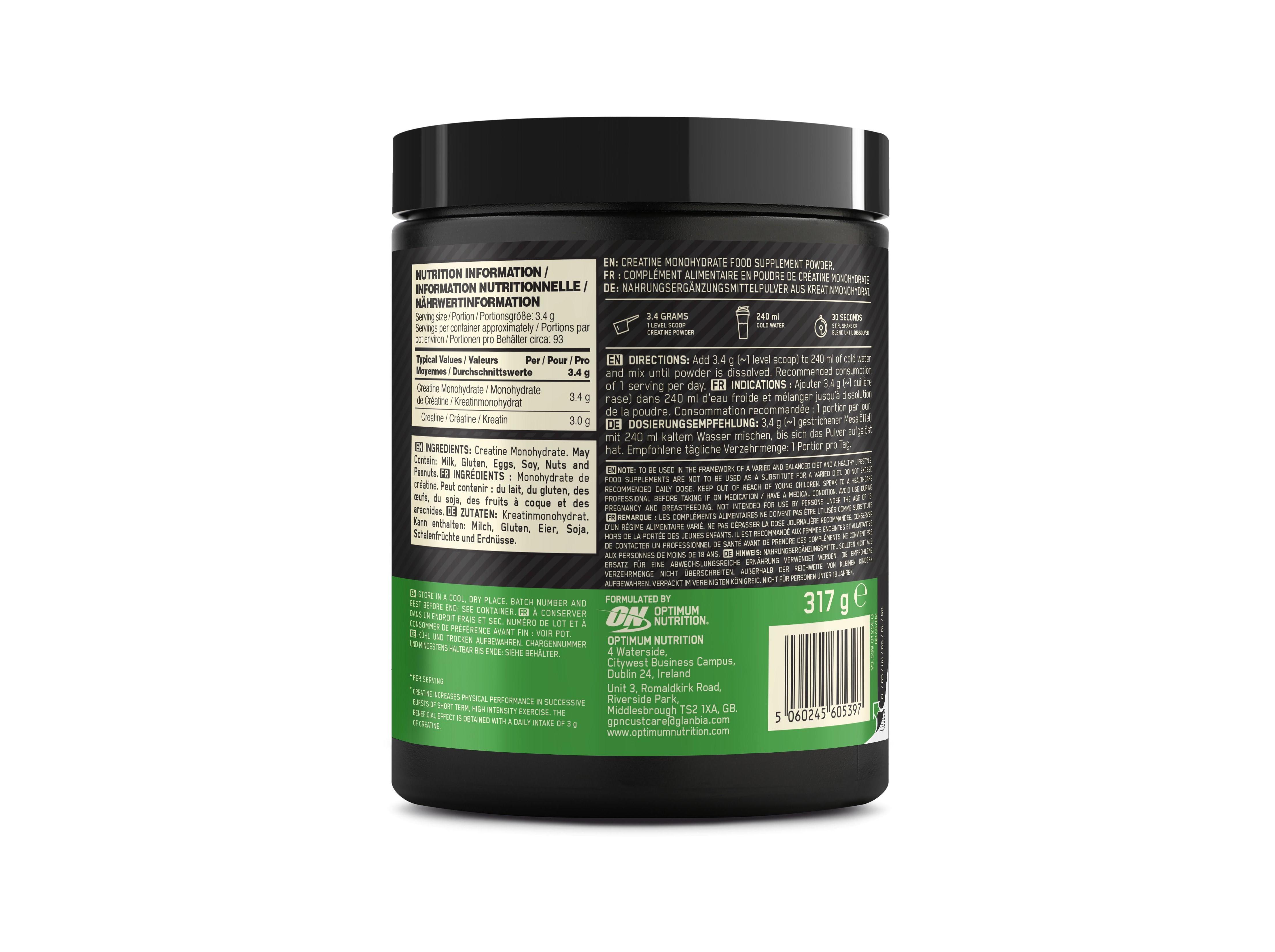 CREATINA MONOIDRATADA OPTIM NUT NEUTRO 317G