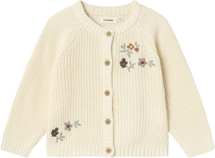 Lil' Atelier NMFEMLEN EMB LS KNIT CARD LIL Birch