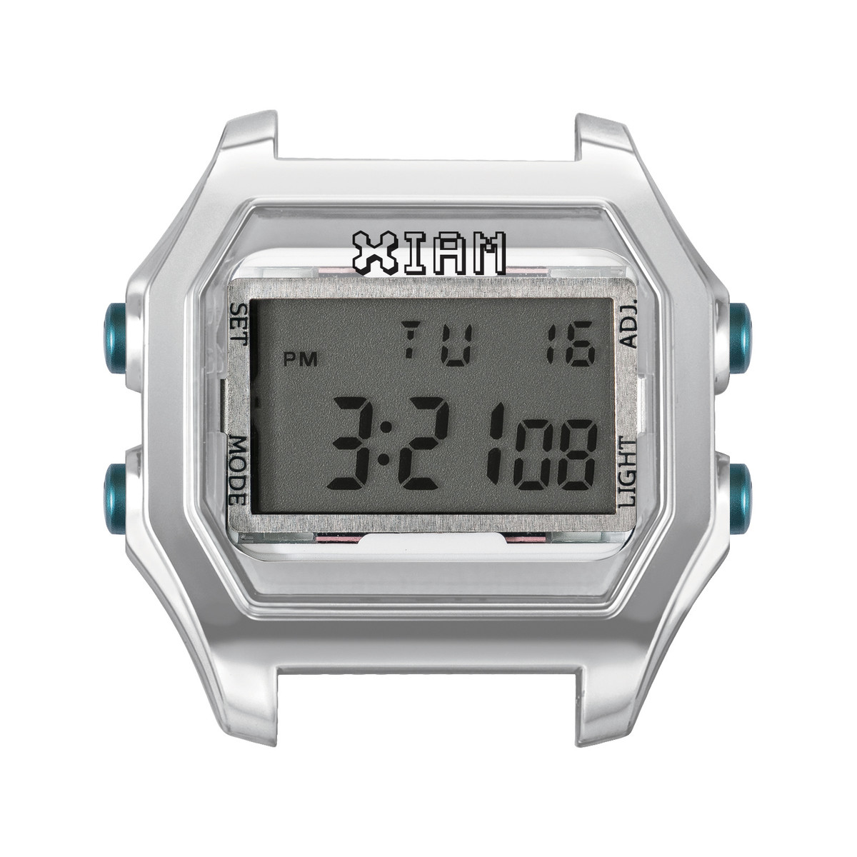 Boîte de montre IAM large polycarbonate argenté