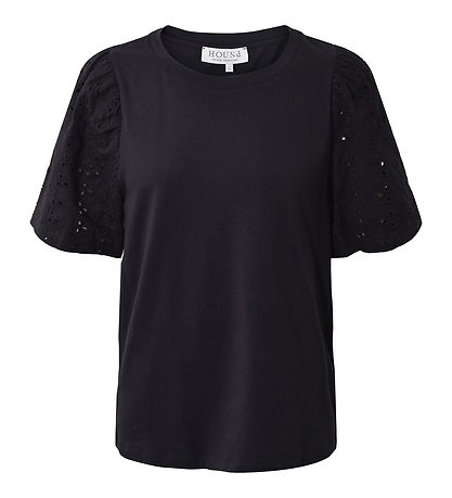 Hound T-Shirt - Puff Sleve Top - Blåck