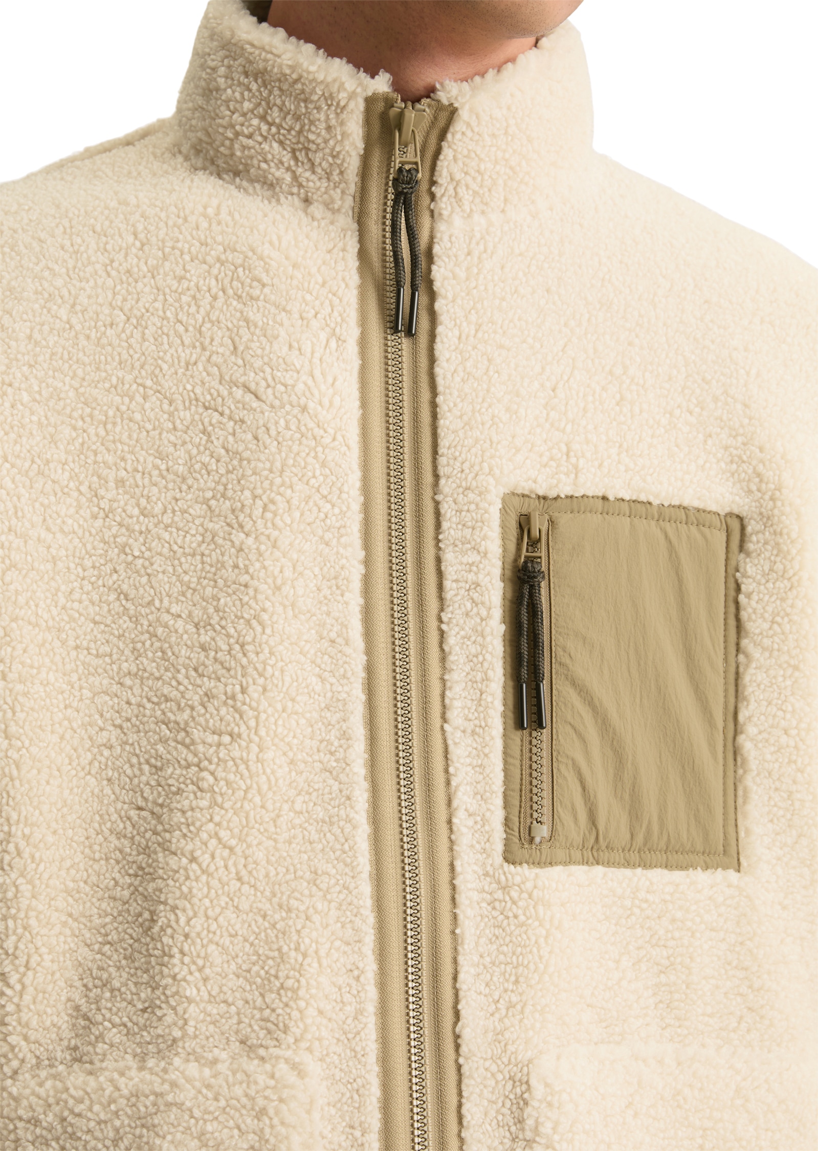 Marc O'Polo DENIM Fleecejacke Teddyjacke regular fit, mit Nylon-Brusttasche