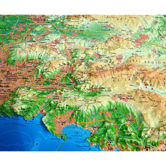 3D MAP - RELIEF SAINTE VICTOIRE ET SAINTE BAUME 61X41