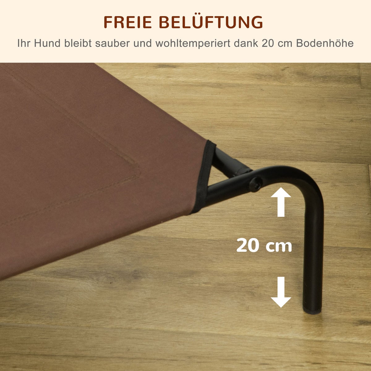 PawHut hondenbed, 110 x 68 x 20 cm, metaal, Oxford-stof, grijs + koffie
