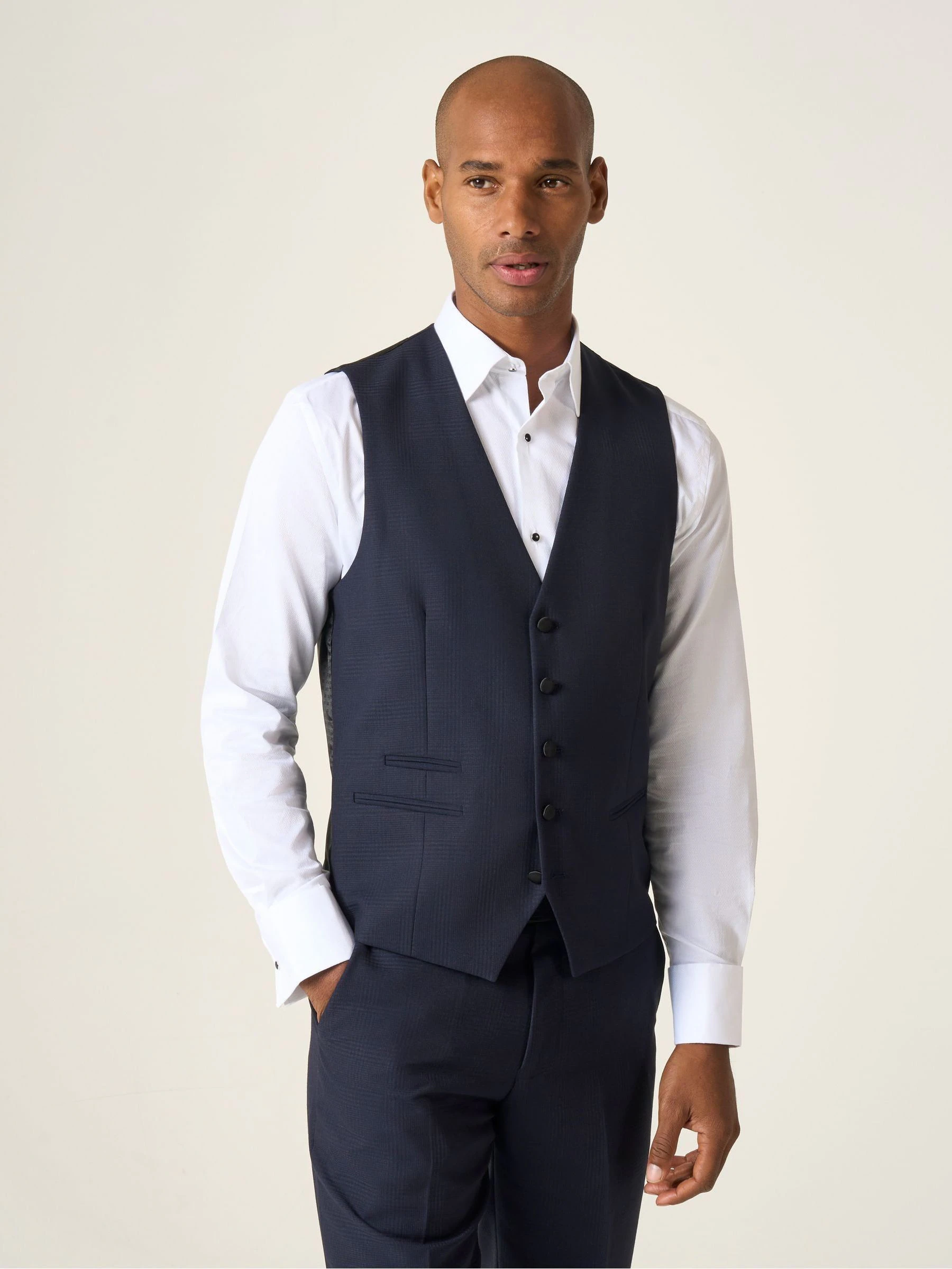 Blauw - Skopes Newman ruit maatgesneden kostuumgilet