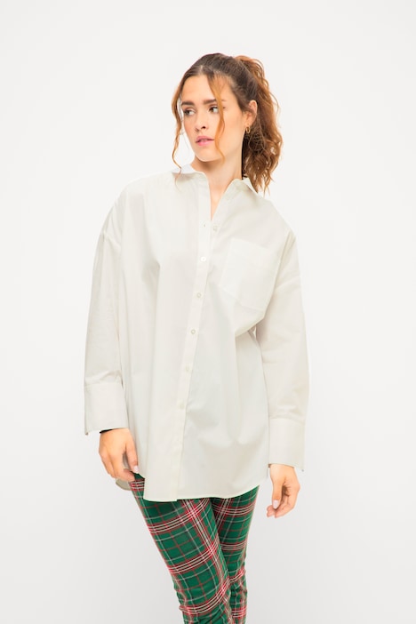 Hemdbluse, oversized, Rückenprint, Hemdkragen, Langarm