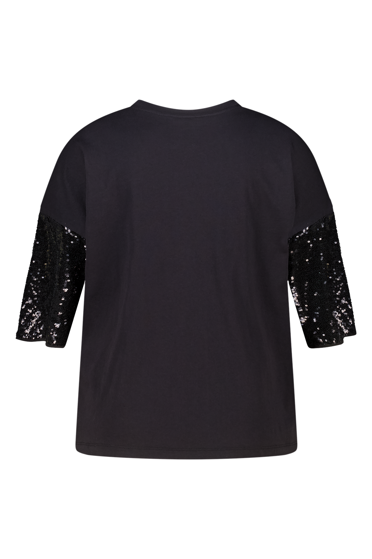 Oversized t-shirt met pailletten mouwen Zwart