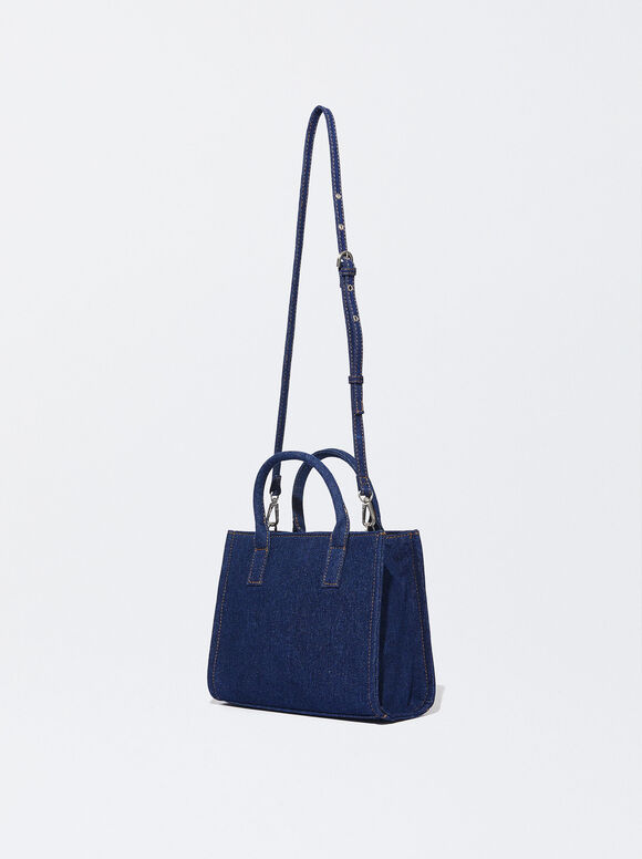 Bolsa jeans com nécessaire removível - Azul