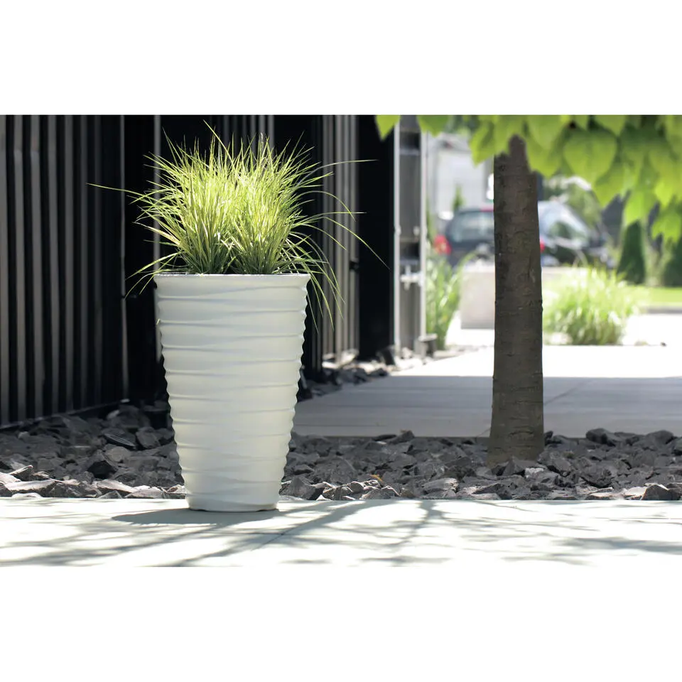 Prosperplast Plantenpot Design Waves - kunststof - wit - D38 cm