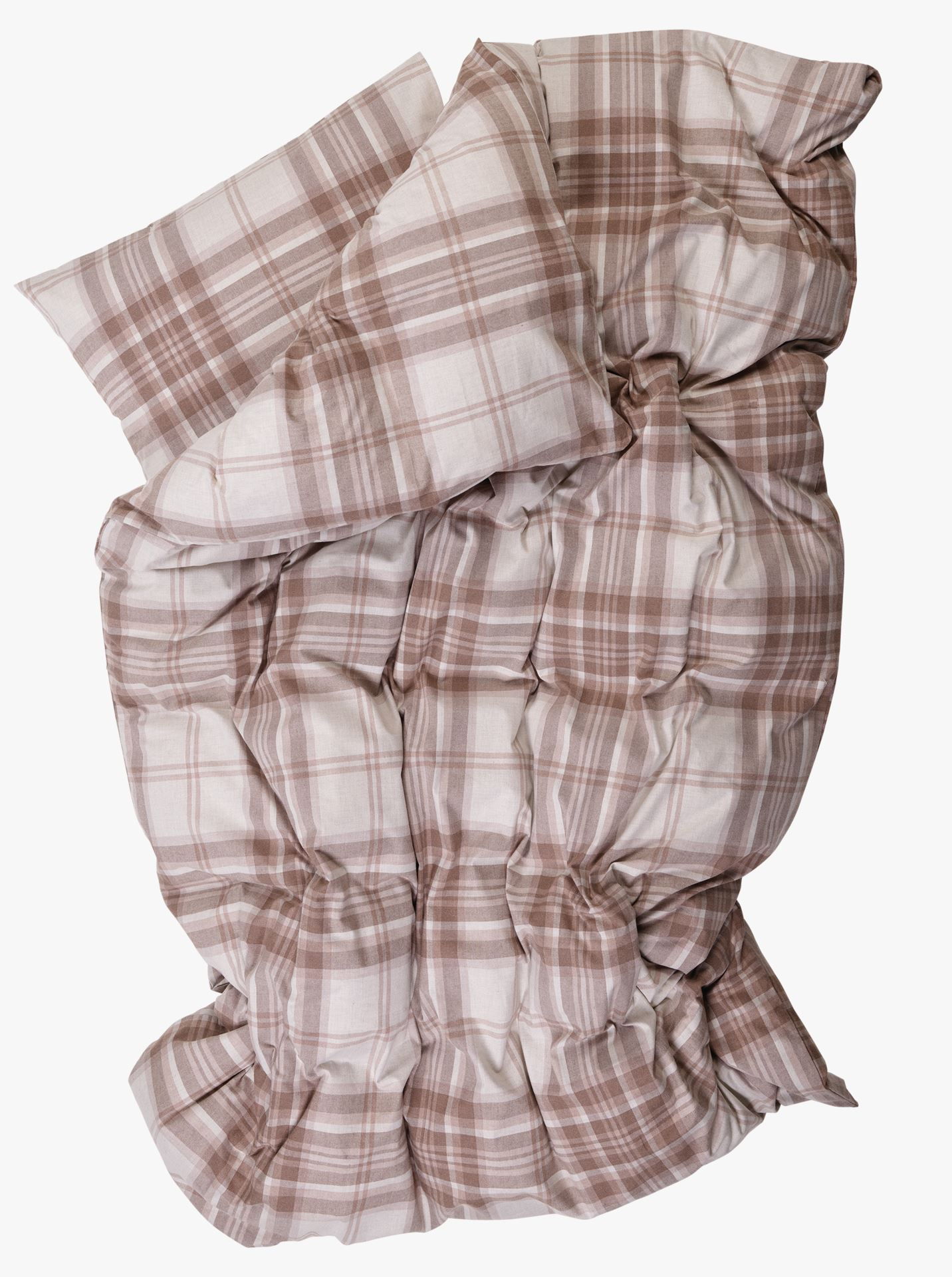 Garnfarget flanell sengesett olivengrønn - 140x220 cm