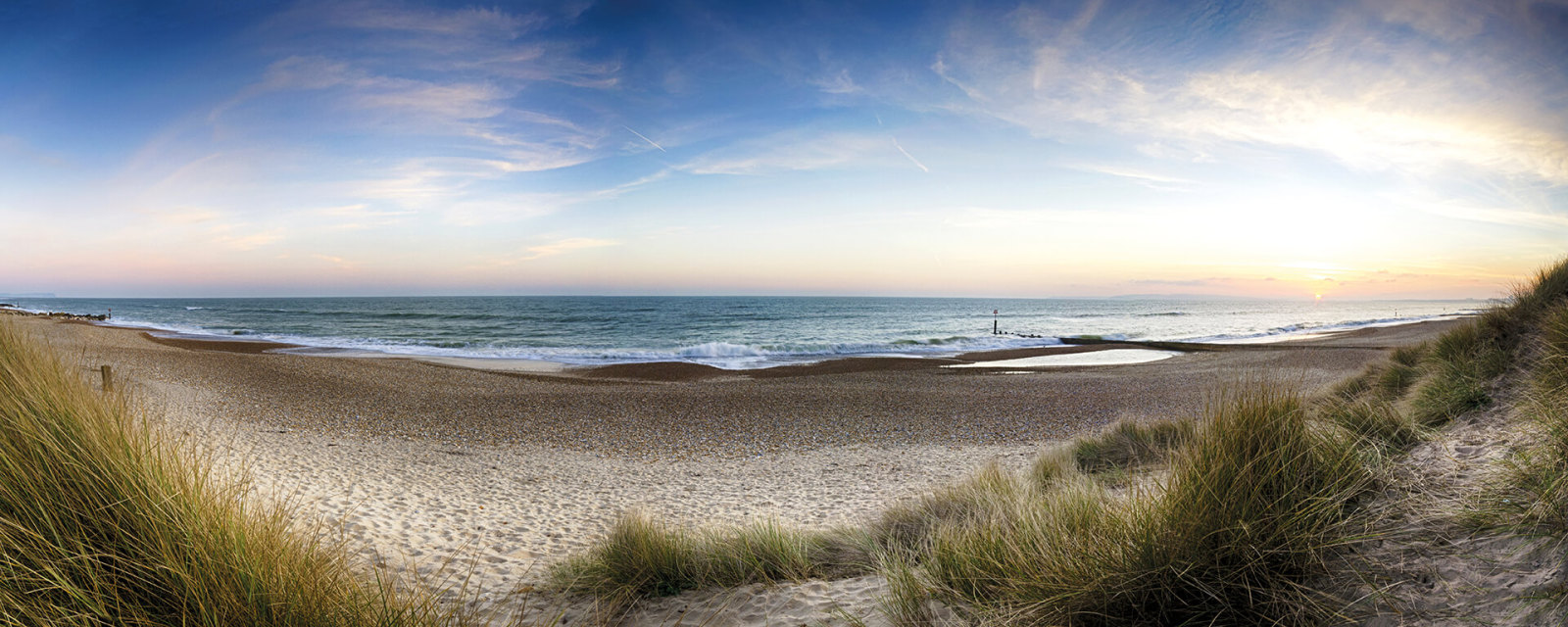 Leinwandbild STRANDPANORAMA - blau-beige - 100x40 cm