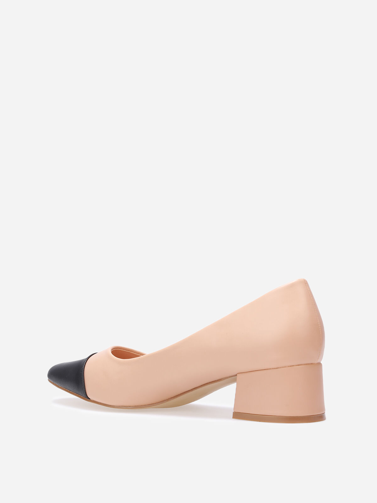 Escarpins bi-matières à bout carré grandes tailles- Beige