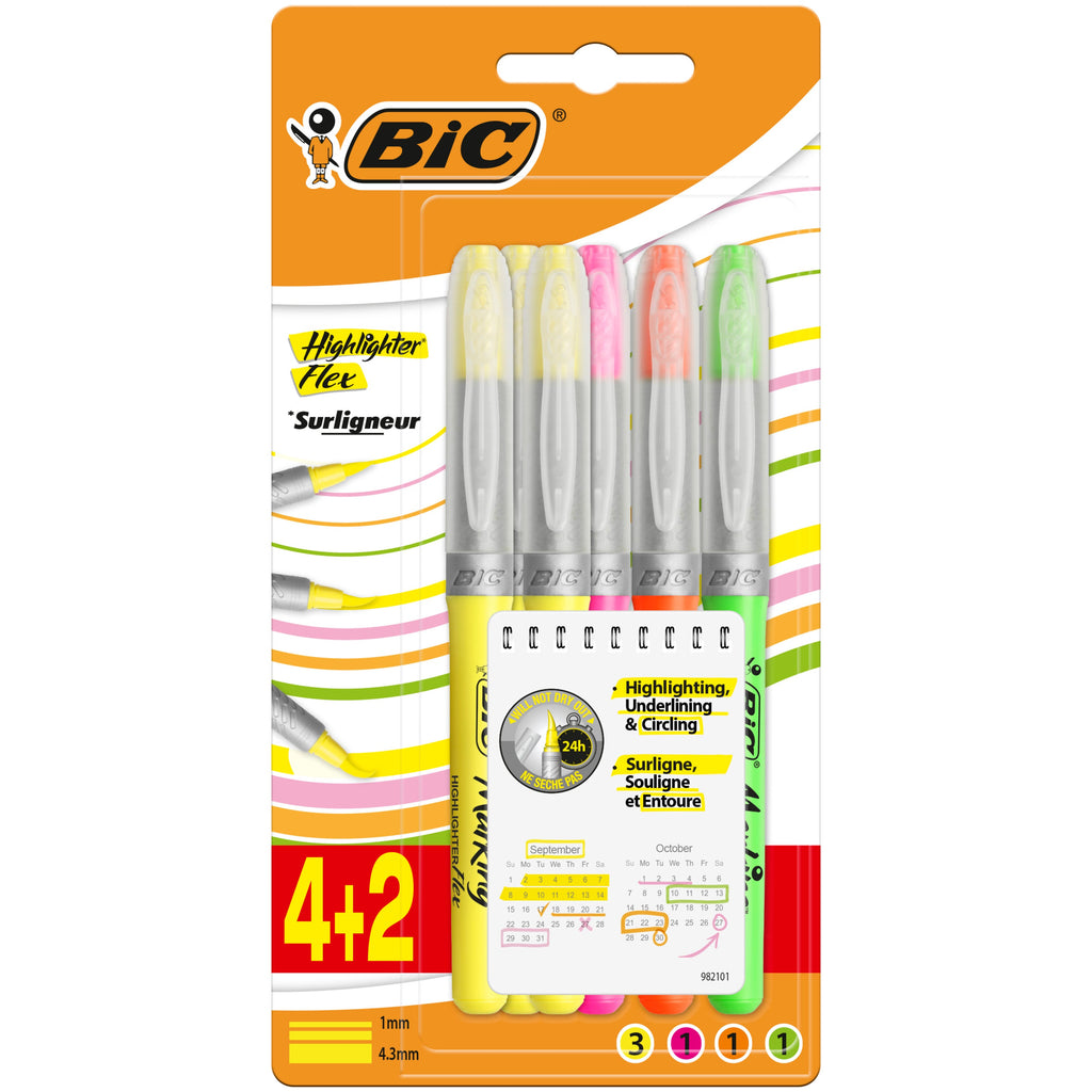 Marcadores Fluorescentes 6 unidades Bic
